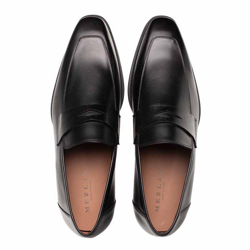 Avenue Rubber Sole Penny Black Men’s Loafer Shoes By Mezlan Made In Spain Brand