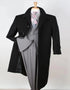 Mens Black Diamond Solid Black 100% Wool Gabardine Belted Duster Overcoat