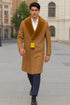 Mens Full Length And Cashmere Overcoat - Winter Topcoats - Light Brown Coat - Dark Camel - Vecuna Color
