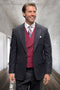 Men's Designer Wool Vested Suit in Black Glenplaid