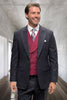 Men's Designer Wool Vested Suit in Black Glenplaid