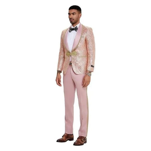 2025 Prom Special Blush Paisley 2pc Mens Suit by Tazzio