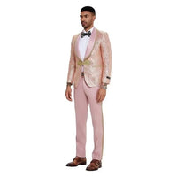 2026 Prom Special Blush Paisley 2pc Mens Suit by Tazzio