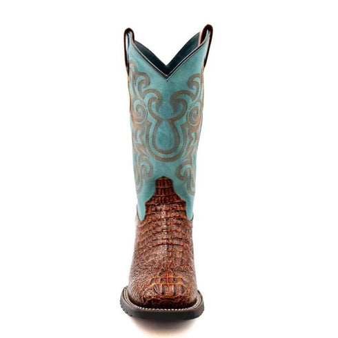 Ferinni Boot - Mens Dress Cowboy Boot  - Ferrini Stampede Men's Print Crocodile Boots Handcrafted Sport Rust in   Rust Color