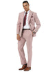 Mens Stacy Adams Double Breasted Summer Suit in Pink Windowpane Plaid