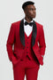 Men's Stacy Adams Vested One Button Shawl Lapel Designer Tuxedo In Red