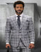 Statement Suits - Wool Suits - Peak Lapel Suits - Ticket Pocket - Modern Fit - Grey Plaid Suit