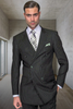 Mens Hunter Green Suit - Mens Designer Double Breasted Wool Suit in Bold Hunter Green Gangster Pinstripe