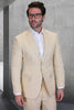 Men's Designer Two Button Summer Linen Wedding Suit in Natural Tan