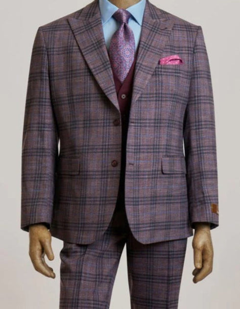 Mens Mauve Suit - Designer Brand Suit No Pleated Pants Modern Fit