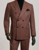 Mens Gray and Burnt Rust Checkered Suit - Plaid Textured Pattern Suit  Modern Fit