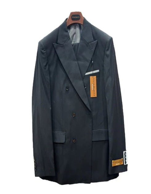 Mens Two Piece Double Breasted Black Suit