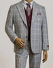 Mens Peak Lapel Modern Fit - No Pleated Pants Designer Brand Gray 3 Piece Vested Suit