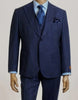 Mens Peak Lapel Modern Fit - No Pleated Pants Designer Brand Navy 3 Piece Vested Suit