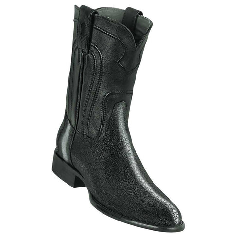 Los Altos Men’s Genuine Row Stone Sting Ray Black Roper Toe Boots