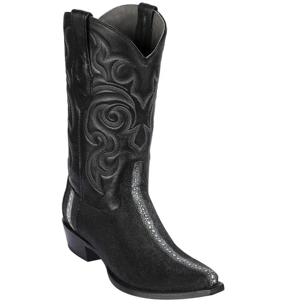 Los Altos Boots - Mens Dress Cowboy Boot - Low Priced Stingray Full Stone Snip Toe Boots- in  Black