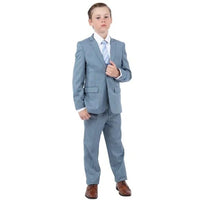 Perry Ellis Boys Sharkskin 5pc Suit, Stone Blue