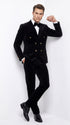 Men’s Rossi Man Zeus Black Velvet Double Breasted Tuxedo Suit, Formal Wedding Prom Dinner Suit Set