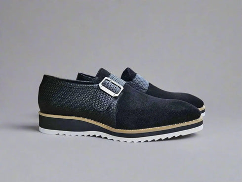 Suede Buckle Monk Strap Shoe Carrucci