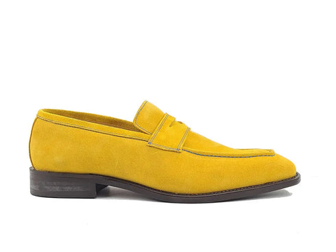 Suede Penny Loafer contrast stitching Carrucci