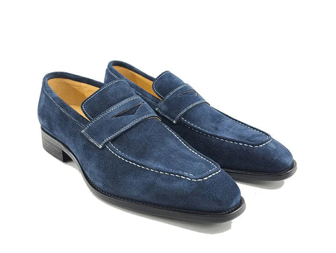 Suede Penny Loafer contrast stitching