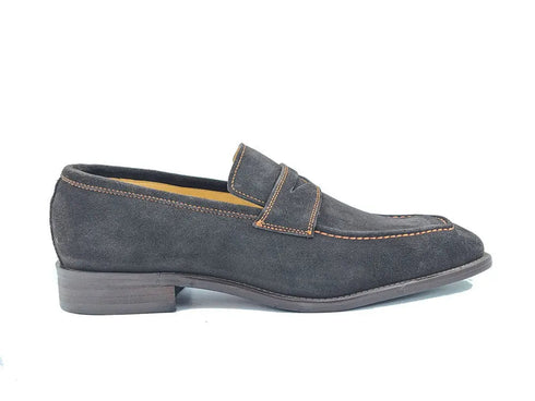 Suede Penny Loafer contrast stitching Carrucci