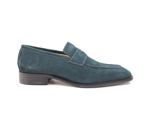 Suede Penny Loafer contrast stitching Carrucci