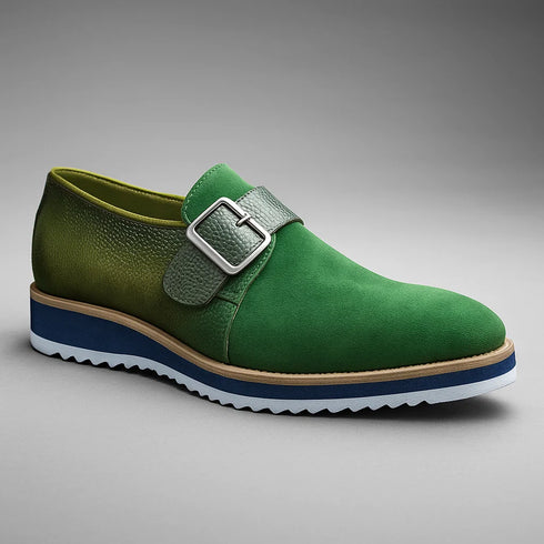 Suede Buckle Monk Strap Shoe