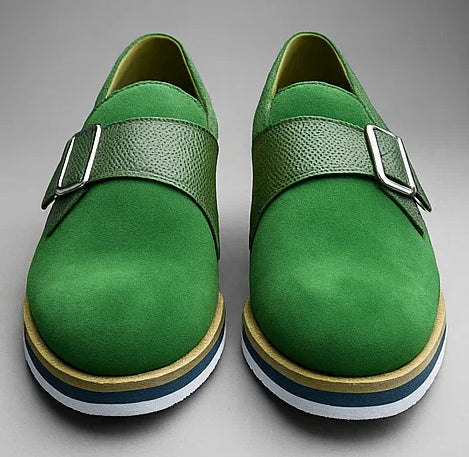 Suede Buckle Monk Strap Shoe