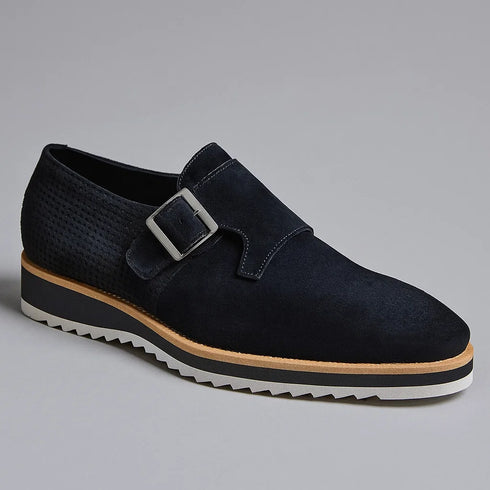 Suede Buckle Monk Strap Shoe