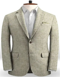 Summer Khaki Linen Men Wedding Suits Casual Groom Groomsmen Blazers Tuxedos