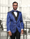 Mens Vested Swirl Patter Notch Lapel Tuxedo in Royal Blue