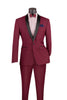 Kingsman Collection - Shawl Collar Slim Fit Tuxedo 2 Piece 1 Button Burgundy