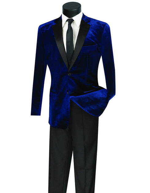 Mens Velvet Notch Tuxedo in Navy Blue