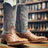 Printed Ostrich Square Toe Boots