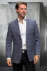 Men's Modern Fit Wool & Cashmere Patch Pocket Sport Coat Blazer in Blue Windowpane Plaid