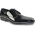 Bravo Mens Modern Pointy Square Toe Oxford Patent Tuxedo Shoe in Black