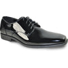 Bravo Mens Modern Pointy Square Toe Oxford Patent Tuxedo Shoe in Black