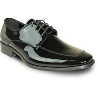 Bravo Mens Classic Moc Toe Shiny Patent Tuxedo Prom Shoe in Black