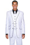 All White Mens Tuxedo -  Wedding Suit - Mens Vested Slim Fit Shiny Sharkskin Tuxedo Suit In White With Black Piping