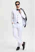 All White Mens Tuxedo -  Wedding Suit - Men's Stacy Adams Vested One Button Shawl Lapel Designer Tuxedo In White