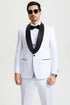 All White Mens Tuxedo -  Wedding Suit - Men's Stacy Adams Vested One Button Shawl Lapel Designer Tuxedo In White