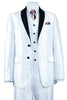 All White Mens Tuxedo -  Wedding Suit - Mens 2 Button Vested Slim Fit Shiny Sharkskin Tuxedo Suit In White