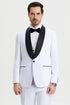 All White Mens Tuxedo -  Wedding Suit - Men's Stacy Adams Vested One Button Shawl Lapel Designer Tuxedo In White