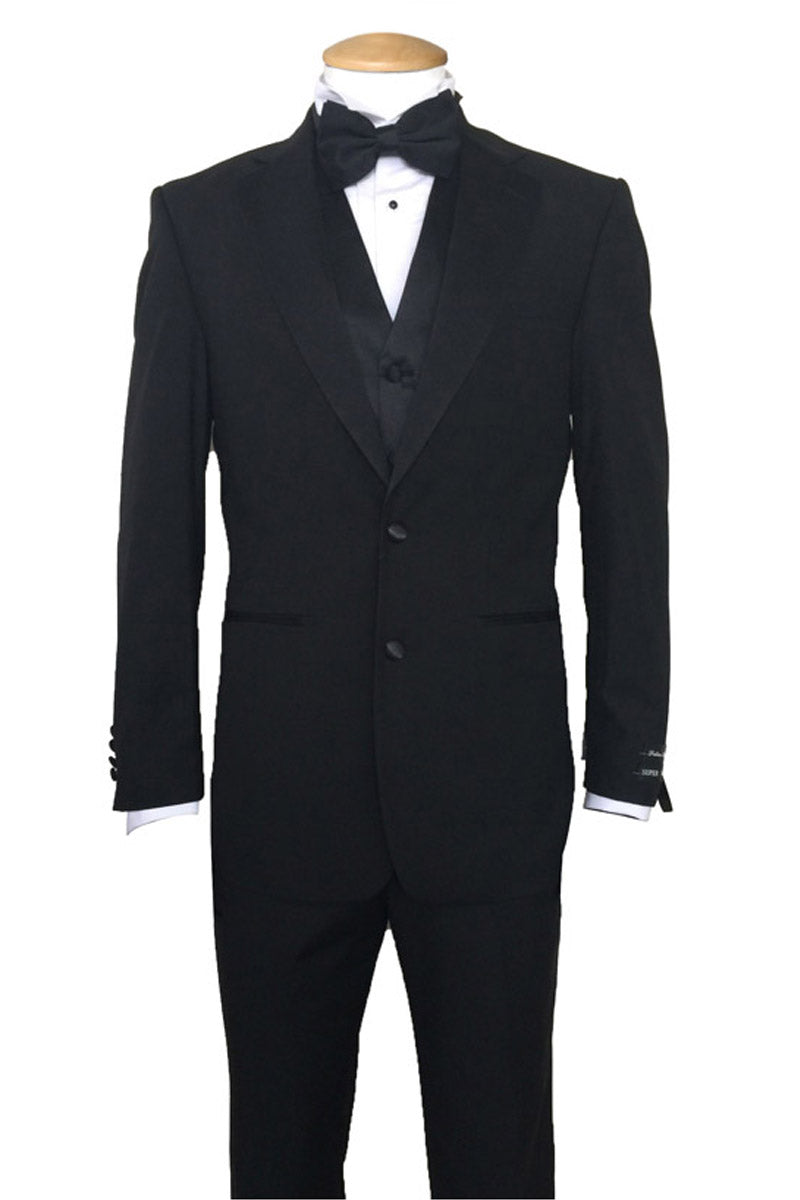 Mens Basic 2 Button Vested Poly Tuxedo in Black – OvercoatUSA