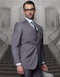 Mens Classic Fit Pleated Pant 2 Button Wool Suit in Heather Charcoal Grey