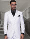 Mens Classic Fit Pleated Pant 2 Button Wool Suit in White