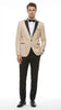 Men’s Tan Tuxedo Blazer with Black Lapel – Formal Dinner Jacket Suit + Pants for Wedding, Prom champaign beige color