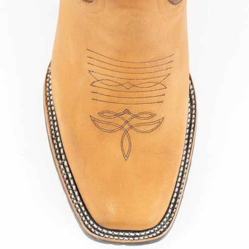 Ferinni Boot - Mens Dress Cowboy Boot  -Ferrini Men's Kingston Rubber Sole Square Toe Boots Handcrafted - Tan in  Tan