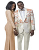 Mens Khaki Color Tuxedo - Mens One Button Western Cowboy Tan Floral Tuxedo